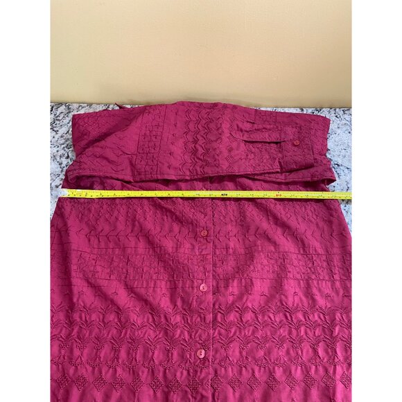 Van Heusen Womens Medium Collard Shirt Red Long Sleeve Floral Button-Down - Picture 9 of 11